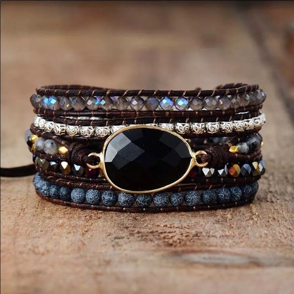 kelzposh Jewelry - “The Midnight“ Natural Stone Wrap Bracelet